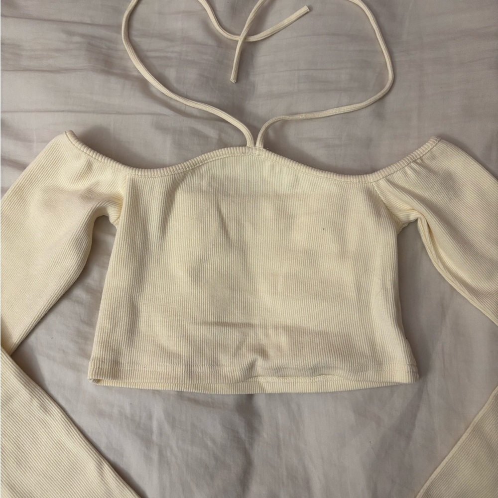 Peppermayo Cream Butter Yellow Ribbed Top